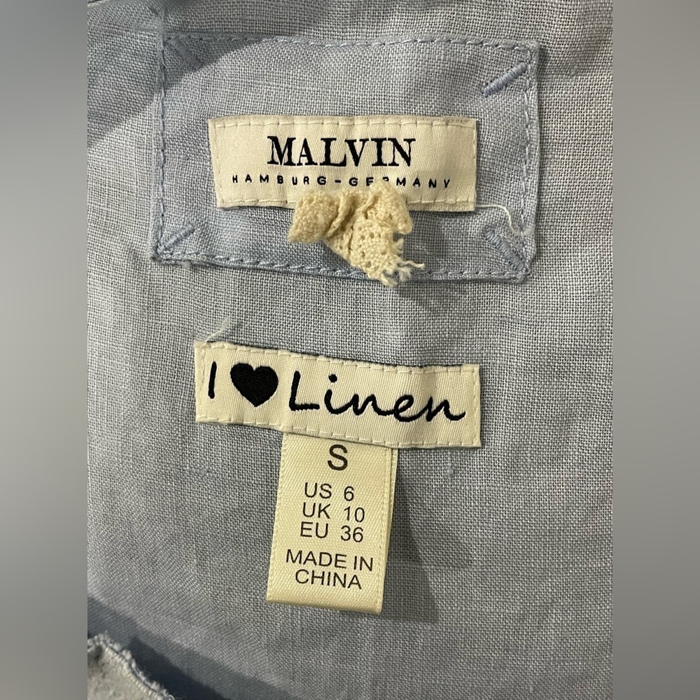 Malvin Hamburg Germany Light Blue Women's linen Dress Small - Picture 6 of 12